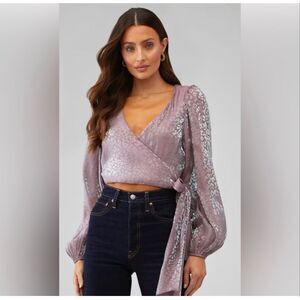 Show Me Your MuMu Joplin Iridescent Wrap Blouse Top